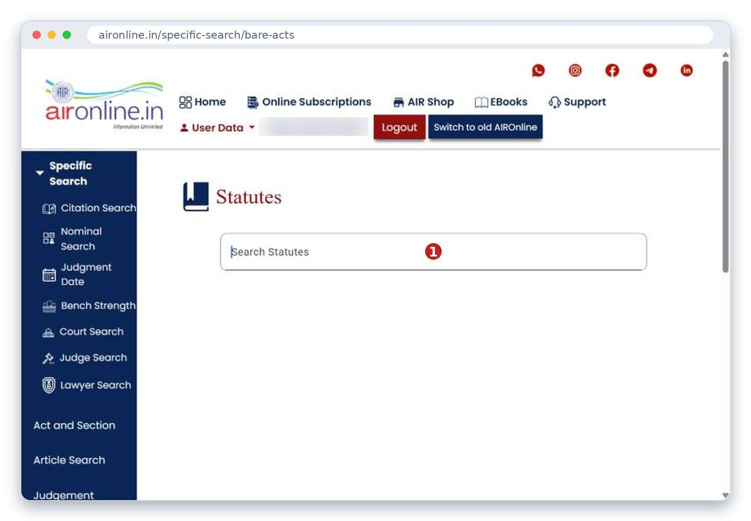 Statutes search page
