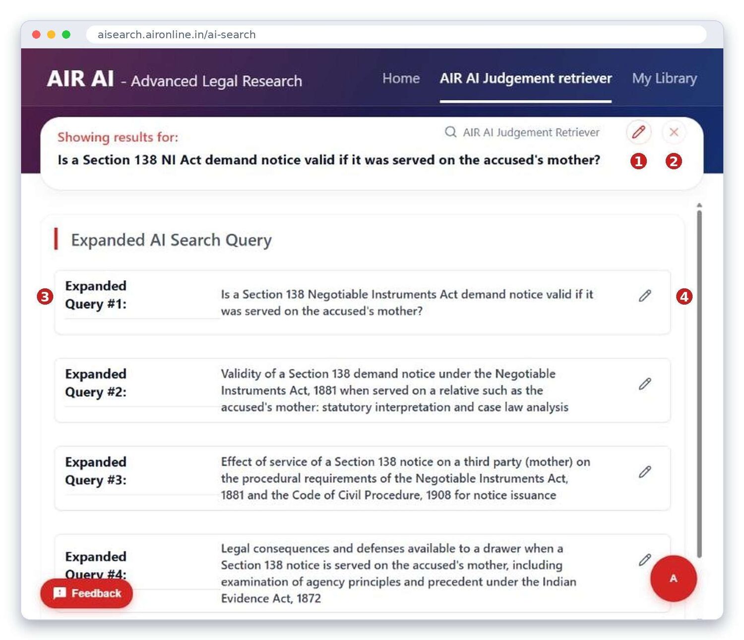 Your question and the expanded queries